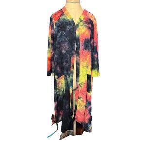 Logo by Lori Goldstein Beach to Street Duster Coverup Colorful Travel Size Small